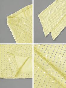 Unadoll 女士性感无肩带紧身连衣裙，饰有围巾，适合鸡尾酒会、生日、毕业典礼、音乐节、情人节、派对及其他场合，如婚礼、春季等。 - 黃色 - 查看 8