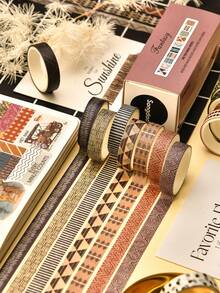 10rolls Fantasy Vintage Stamp Washi Tape, European Style Decorative Background Tape For Journaling, Scrapbooking, DIY Crafts And Planner Decorating - Multicolor - View 4