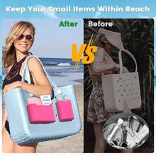 2 Pack Silicone Organizer Insert Compatible With All Bogg Bags, Wallet Holder Accessories, Wallet And Glasses Organizer Bags - Haute Pink - #1-Màu hồng đậm - Xem 5