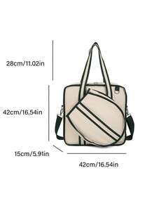 Korean Style Canvas Tennis Bag, Portable Large Capacity Handbag Shoulder Bag, Outdoor Sports Tennis Racket & Badminton Racket Storage Bag - Multicolor - View 10