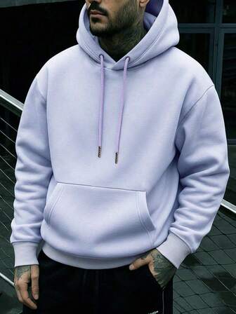 1 pieza Sudadera con capucha de unicolor de manga larga para hombre, adecuada para uso casual diario y regalo para amigos, otoño/invierno