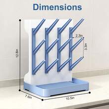 Baby Bottle Drying Rack Saves Space, Large Vertical Baby Bottle Storage Box And Drying Rack, Can Hold 12 8-Ounce Bottles And Baby Accessories, Breast Pump Parts, Pacifiers, Or Brush Rack - Blue - View 2