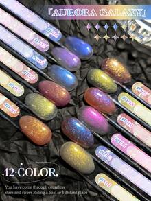 XEIJAYI 1 Stück 15 ml Sternenhimmel-Galaxie-Effekt Eisgel-Nagellack, um den Aurora-Katzen-Look mit UV-LED-Aushärtung & Abweichen für Zuhause und Salon Nagelkunst zu erhalten