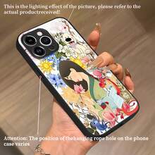 Estuche para teléfono con diseño de mujer, perro y dragón con fantasía floral Compatible con estuches para teléfonos   17  16 Pro Max  15 Pro Max  13 y  12 Hecho de material de TPU que brinda protección contra golpes y caídas Un gran regalo para familiares, amigos, seres queridos, novios/novias y para Navidad - Negro - Ver 4
