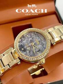Coach Đồng hồ Park Blue Dial Gold Steel Strap dành cho nữ - Vàng - Xem 6