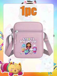Gabby's Dollhouse Gabby Dollhouse Theme Cartoon Canvas Crossbody Bag For Women 2025 New Style Summer Outing Lightweight Small Bag, Fashionable Vertical Versatile Multi-Layer Mobile Phone Case - Multicolor - View 7