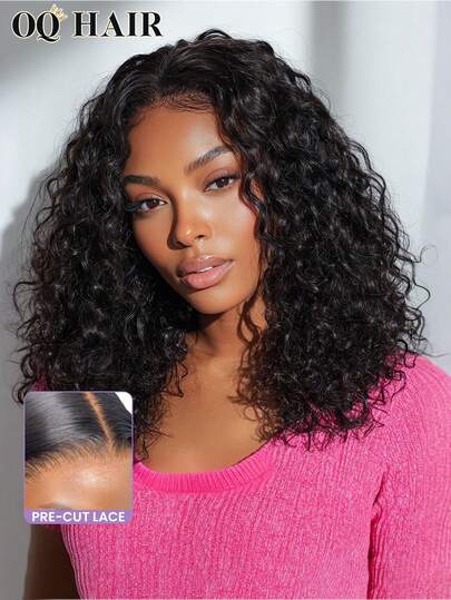 OQ Hair Wear And Go Glueless Wigs Deep Wave 180% 8-14 Inch Bob Wig 16-30 Inch Long Wigs Pre-Cut & Pre-Plucked 6x4 HD Lace Closure Wig Mystery Box Natural Color Silky Natural Hairline High Quality Stylish Wigs Gifts Hair Accessories For Women