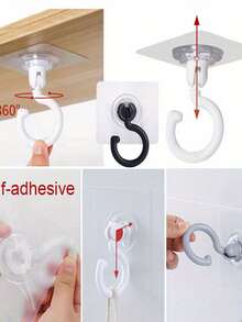 20个天花板安装可旋转免钻挂钩 - 彩色 - 查看 4