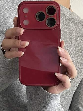 Premium Transparent Glass Burgundy Color Protective Case Compatible With IPhone 17 Pro Max, 15 Pro, 16, 16 Pro Max, 14, Anti-Fall Cover