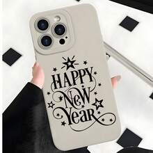2026 nueva funda de teléfono esmerilada, funda de teléfono con impresión de Feliz Año Nuevo para  17 15 Pro Max  17 14 Pro  17 13  Galaxy S23 S22 S21 protector de teléfono funda de pareja regalo para novio novia regalo de vacaciones - Negro - Ver 3