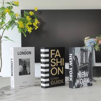 3Pcs/1Pc Fake Book ,Decoration Book,Coffee Table Book,Fashion Books,An International City Name Folding Fake Book Decoration. Fashionable Home Style,Suitable For Many Scenarios (Room Decor, Home Decor, Bedroom Decor Living Room Decor, Office Decor, Bathroom Decor, / Desktop Decor, TV Cabinet, Lobby, Bookshelf) Various Holiday Gifts.