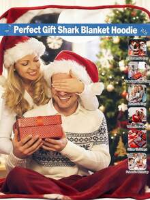 Shark Hooded Blanket, Soft & Cozy Wearable Shark Blanket For Adults And Kids - Hooded Shark Blanket, Plush Flannel Shark Sleeping Bag With Ruffle Collar, Shark Costume, Machine Washable, Nautical Theme, Wearable Shark Blanket Bathroom Decor - Multicolor - View 7