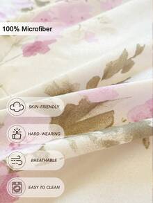 3pcs/Set Floral Pattern Duvet Cover Set(1 Duvet Cover & 2 Pillowcase)Soft And Skin-Friendly Duvet Cover Bedding Set For Home, All Season Bed Sheets Set - Multicolor - View 5