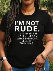 Letter Print (4) 1 Pcs Women's Funny Oversized Graphic Short Sleeve Tee Plus Size T-Shirt Novelty 100% Polyester Shirt Casual Crew Neck Top 220g - 黑色 - 查看 1