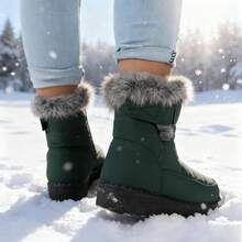 FZY New Winter Women's Snow Boots - Women's Non-Slip High-Top Snow Boots With Fur Collar - Women's Everyday Snow Boots, Women's Thick-Soled Non-Slip Boots - Plush Lining Snow Boots.Essential Easter Outfits - 綠色 - 查看 3