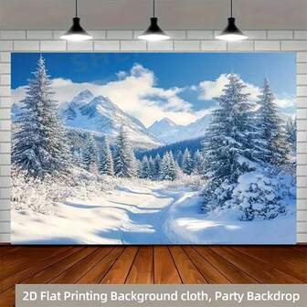Fondo de fotografía de poliéster duradero con diseño de copos de nieve para Navidad, boda, cumpleaños, etc. - Escenario plano 2D de un mundo invernal