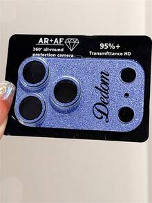 [Customized] Personalized Customized Letters Engraving Name Glitter Mobile Phone Lens Protective Pad Case Compatible With IPhone 17 Pro 17 Pro Max Prevent Scratches Shockproof Protective Cover - Blue - View 5