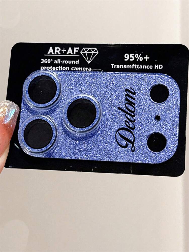 [Customized] Personalized Customized Letters Engraving Name Glitter Mobile Phone Lens Protective Pad Case Compatible With IPhone 17 Pro 17 Pro Max Prevent Scratches Shockproof Protective Cover - Blue - View 5