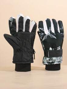 1 双 5-12 岁儿童冬季保暖带内衬户外防风防水防滑滑雪手套 - 彩色 - 查看 3