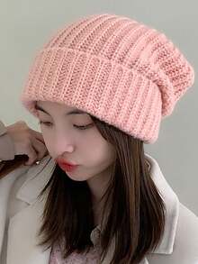 1顶男女通用经典时尚新款超大加厚针织帽，宽松百搭，修饰脸型，适合户外、休闲、街头、派对等场合，提升女性魅力和男性优雅气质，针织帽 - 帽子 - 查看 3