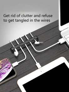 5-Hole Self-Adhesive Silicone Desktop Cable Organizer, Data Cable Management Holder Clip - Multicolor - View 4