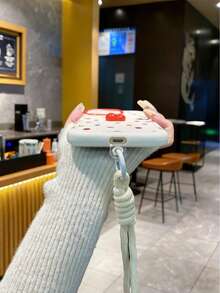 Elegant TPU Personalized Frame Puff Case With Decorative Charms, Wrist Strap, Suitable For IPhone 17pro/17Air /17/17promax 16/11/16pro/16plus/16promax/16e/15Promax/13/14/12/XS/XR/7G/8PXR /7/8, 15Promax, 13, 14, Soft Protective Cover, Anti-Fall, Floral, Wave Design - Multicolor - View 7