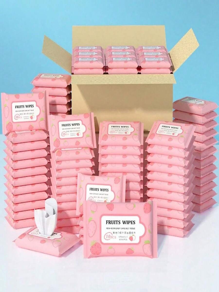 100/50/20/10片装面部清洁湿巾，中性便携一次性湿巾 [适用于户外、运动、清洁]