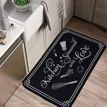 Bộ thảm bếp 1/2/3 món, bộ thảm in hình dụng cụ nhà bếp và rau củ, chất liệu polyester, thích hợp sử dụng trong nhà/ngoài trời, làm thảm cửa, thảm bếp, thảm phòng giặt, thảm trải sàn. - Nhiều màu - Xem 4