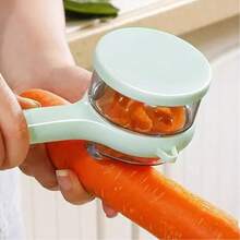 2-In-1 Orange Double Sided Kitchen Peeler Set With Case, Dual Blade Vegetable Fruit Tool With Protective Cover, Stainless Steel Handheld Peeler For Potato Apple Carrot, Manual Multi-Purpose Cooking Utensil (1PC) - Màu xanh Bạc hà - Xem 3