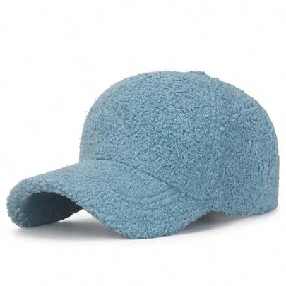Gorra de béisbol lisa de color sólido de lana de cordero de invierno: cálida forro polar de peluche, favorecedor facial, corona estructurada