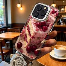 Funda de Teléfono con Patrón de Pastel de Cereza Rosa para Modelos de  y  Adecuada para Todas las Estaciones Opción de Regalo Ideal - Negro - Ver 6