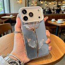 Funda de Teléfono Diseño de Flor Rosa Gris para iPhone 14 13 12 11 Pro Max y  Galaxy S23 S22 S21 S20 Opción de Regalo Ideal para Todas las Estaciones - Plateado - Ver 2