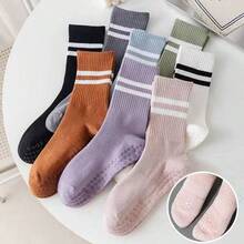 3/5 Pairs Non-Slip Yoga Socks, Professional Pilates Socks For Outdoor Sports, Solid Color Grip Socks