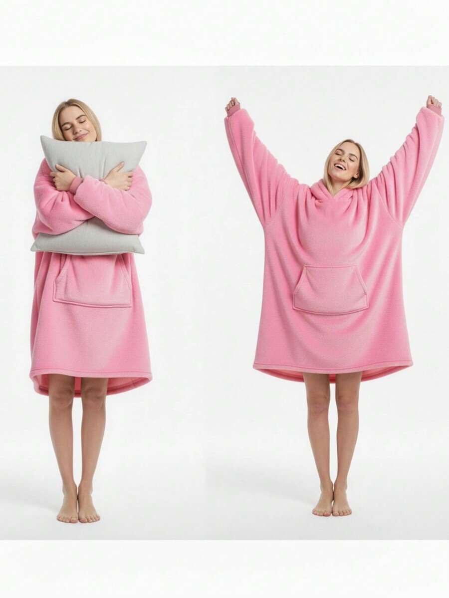 Wearable Blanket With Sleeves - Unisex Hooded Blanket Sweatshirt Gift, Warm & Cozy Oversized Blanket Hoodie, Sherpa With Sleeves And Giant Pocket Thick Flannel Blanket