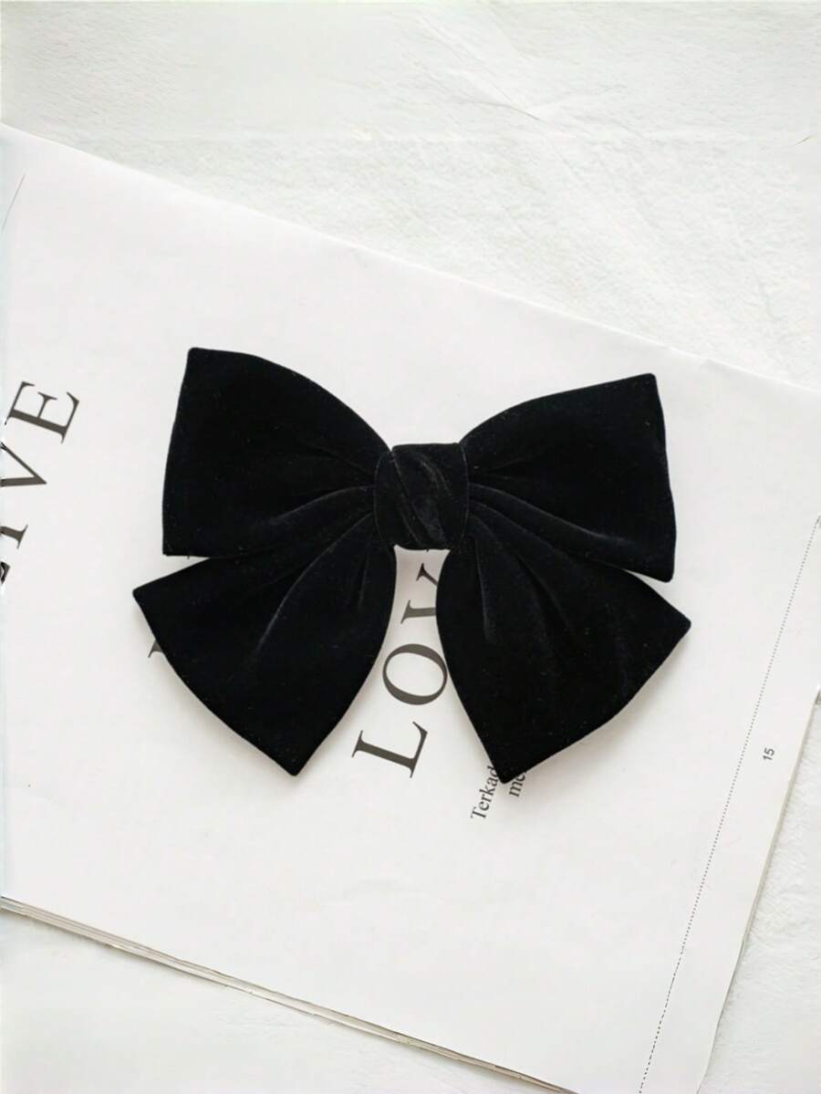 قطعة واحدة من الشريط المخملي ذو الطبقتين بشكل فراشة كبير، اكسسوار شعر مخملي أنيق للخريف والشتاء، مشبك شعر بفراشة لطيفة باللون الأحادي للبنات، مشبك شعر، مشبك شعر