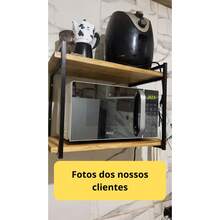 50cm Industrial Hanging Shelf For Microwave Oven, Air Fryer, Printer, Steel, Pine Wood - màu đen - Xem 5
