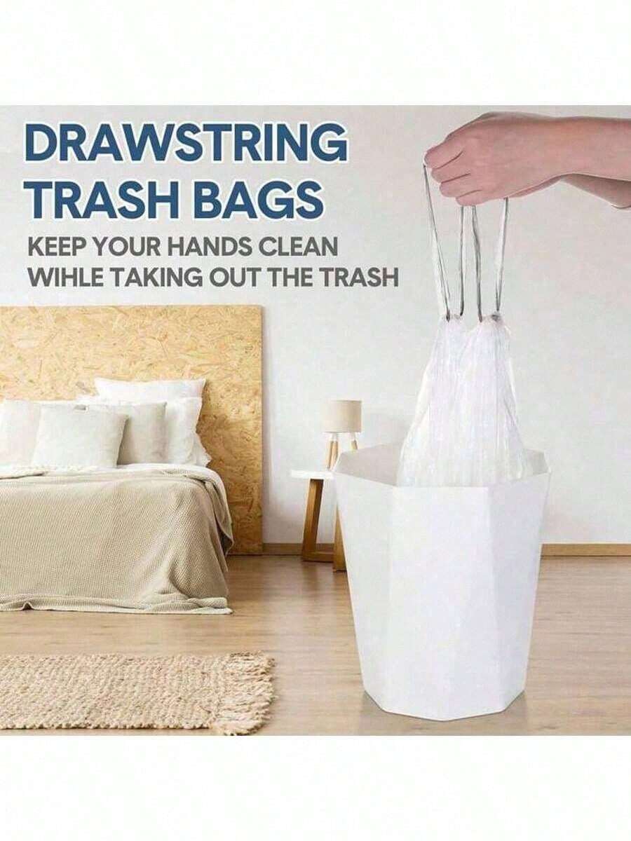20pcs Thick Large Drawstring Trash Bags, White Garbage Bags, Suitable For Kitchen, Office, Bedroom, Bathroom, 4 Gallon Capacity, Easy To Carry (1pc Is A Trial Pack, Please Purchase Carefully)