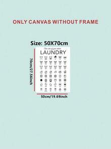 1pc Simple Laundry Canvas Poster, Modern Art, For Bathroom Laundry Room, Home Wall Art Painting, Framed/Unframed - Black and White - View 10
