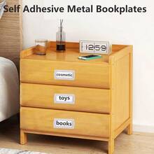 TTJM Self Adhesive Metal Bookplates For Books Cards 10Pcs Horizontal Clip Label Holders-Metal Drawer Tag Label Holder Silver Bookplates Metal Frame For Office Library Book File Cabinet Card Tag Label Plate - As Pic - View 4