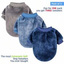 Sweater, Pack Of 2 Or 3, Dog Clothes, Dog Coat, Dog Jacket For Small Or Medium Dogs Boy Or Girl, Ultra Soft And Warm C... - Grey,Blue,Dark Blue Small - View 6