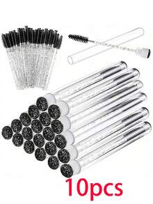 60-10 Eyelash Brush Tubes, Crystal Rod Eyelash Curler Tubes, Reusable Eyelash Brush, Dust-Proof Cleaning Agent Storage Tube - Black - View 11