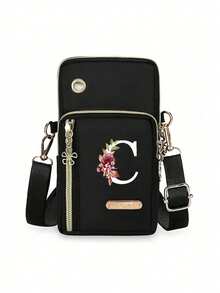 Women's Phone Pouch, Mini Crossbody Bag, Floral & Letter Pattern, Large Capacity Vertical Coin Purse, Equipped With Black Earphone Anti-Lost Strap, Sports Armband/Running Wristband, Mini Casual Crossbody Phone Bag With Earphone Hole, Fashionable Office Lady & Student Work Bag, Business Commute Briefcase, Anniversary Gift, Couple Gift, Birthday Gift, Valentine's Day Gift, Christmas Gift, Thanksgiving Gift - Multicolor - View 11