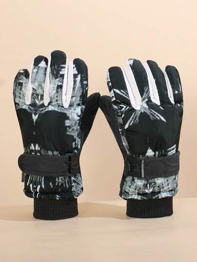 1 par vintervarma, termofodrade, vindtäta, vattentäta och halkfria skidhandskar för barn, 5-12 år