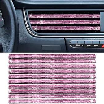 Bling Automobile Vent Decorative Strips, Rhinestone Air Conditioning Decorative Strips For Vents, And Universal Flexible Decorative Interiors For Most Vents.