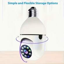 Security Cameras Light Bulb Camera 1080P Resolution Home Wifi Security Camera Intelligent 360 PTZ Indoor Outdoor Light Bulb Camera Remote Voice Intercom HD Night Vision For Home Monitoring,Birthday Gift,Halloween Gift,Christmas Present - 白色 - 查看 5