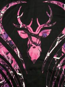 Plus Size Men's 3D Printed Camo Hoodie With Deer Skull & Antlers Design - Breathable Black/Pink Camouflage Sweatshirt, Adjustable Drawstring Hood, Long Sleeve Casual Outdoor Wear For Spring & Autumn (Machine Washable), Streetwear Fashion, Hooded Sweatshirt, Durable Material, Comfortable Fit, Big And Tall Men, Style Lovers, PLUS SIZE - Nhiều màu - Xem 5