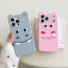 【店舗人気モデル】面白いカバの3Dキャラクター携帯ケース スタンド付き Apple compatible with iPhone 12/13/14/15/16/17 Pro Air Promax対応 誕生日やクリスマスプントに最適 子供や若者向け, 誕生日プント,かわいいスマホケース,遊び心のあるケース,シリコンケース,耐久性のあるカバー,compatible with iPhoneカバー,楽しいユーザー,子供向けギフト - ブルー - チェックする 3
