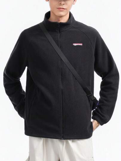 CAMEL CROWN 男士户外抓绒外套，秋冬季户外抓绒外套，双面抓绒内里保暖立领防风外套