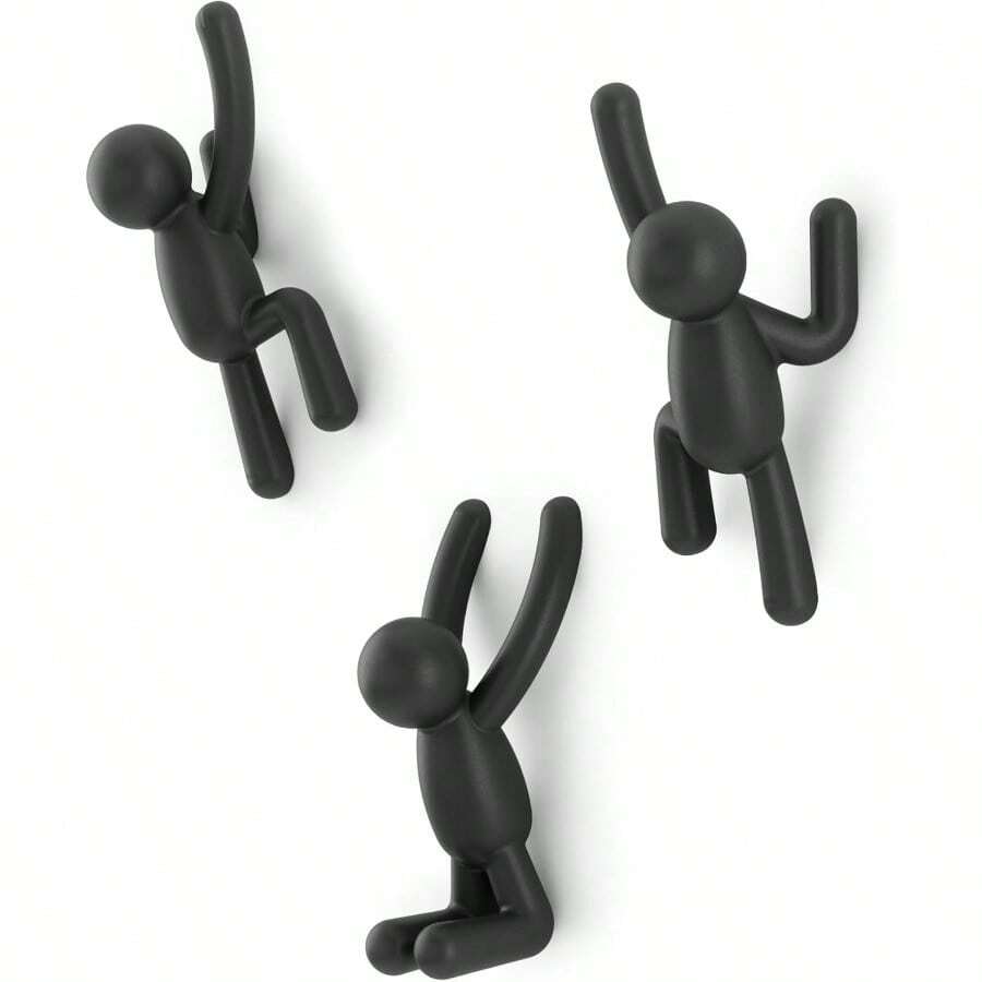 XZGB Buddy Wall Hooks Decorative Wall Mounted Coat Hooks For Hanging Coats Scarves Bags Purses Backpacks Towels And More Set Of 3 Black - màu đen - Xem 1