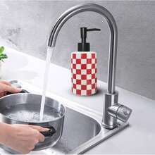 1 Buah Dispenser Sabun Keramik, Botol Silinder Isi Ulang 300ml dengan Desain Papan Catur Aneka Warna, Tidak Membutuhkan Daya, Mudah Dibersihkan, Untuk Sabun Tangan, Gel Mandi, Sampo, Losion, Sempurna untuk Penggunaan di Rumah, Dapur, Kamar Mandi, dan Hotel. - MultiWarna - View 7